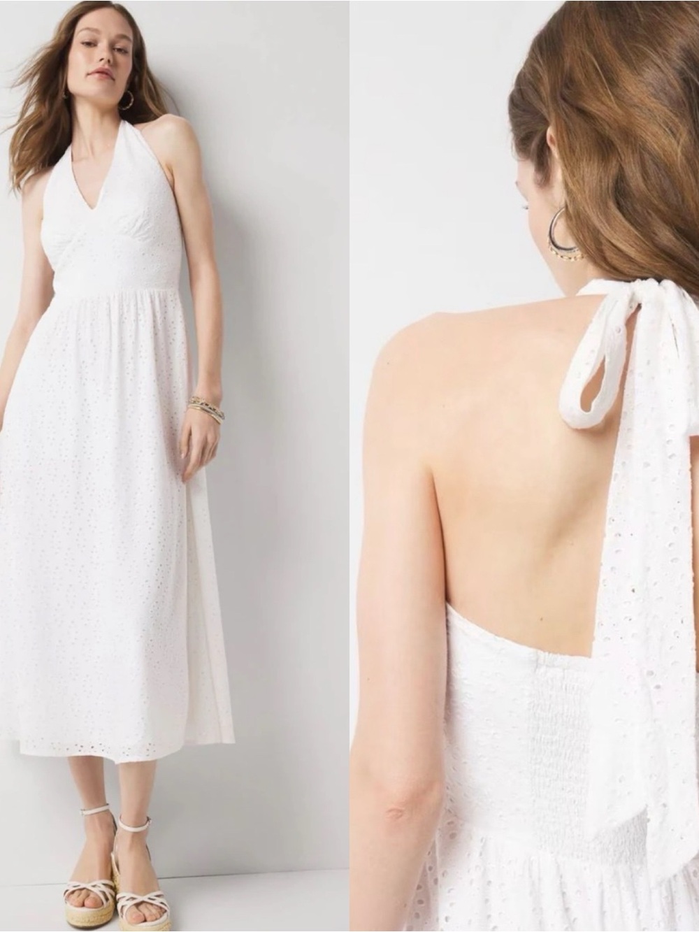 White Eyelet‎ Halter Midi Dress retail $108
